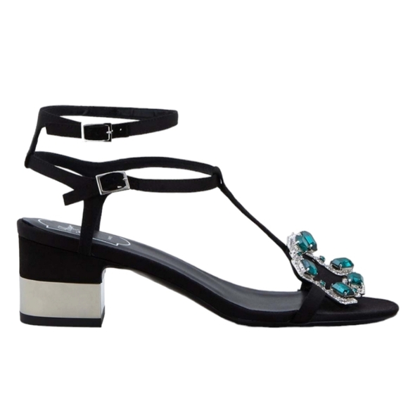 Roger Vivier Crown Jewels sandals silk satin upper Crystals block heels sz38. - Picture 1 of 8